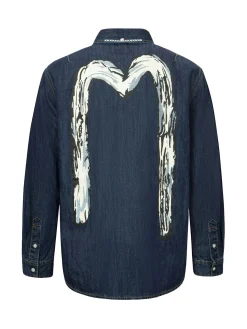 Brush Daicock Print Relax Fit Denim Shirt