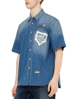 Camicia a maniche corte Graffiti Daicock Print Relax Fit Denim