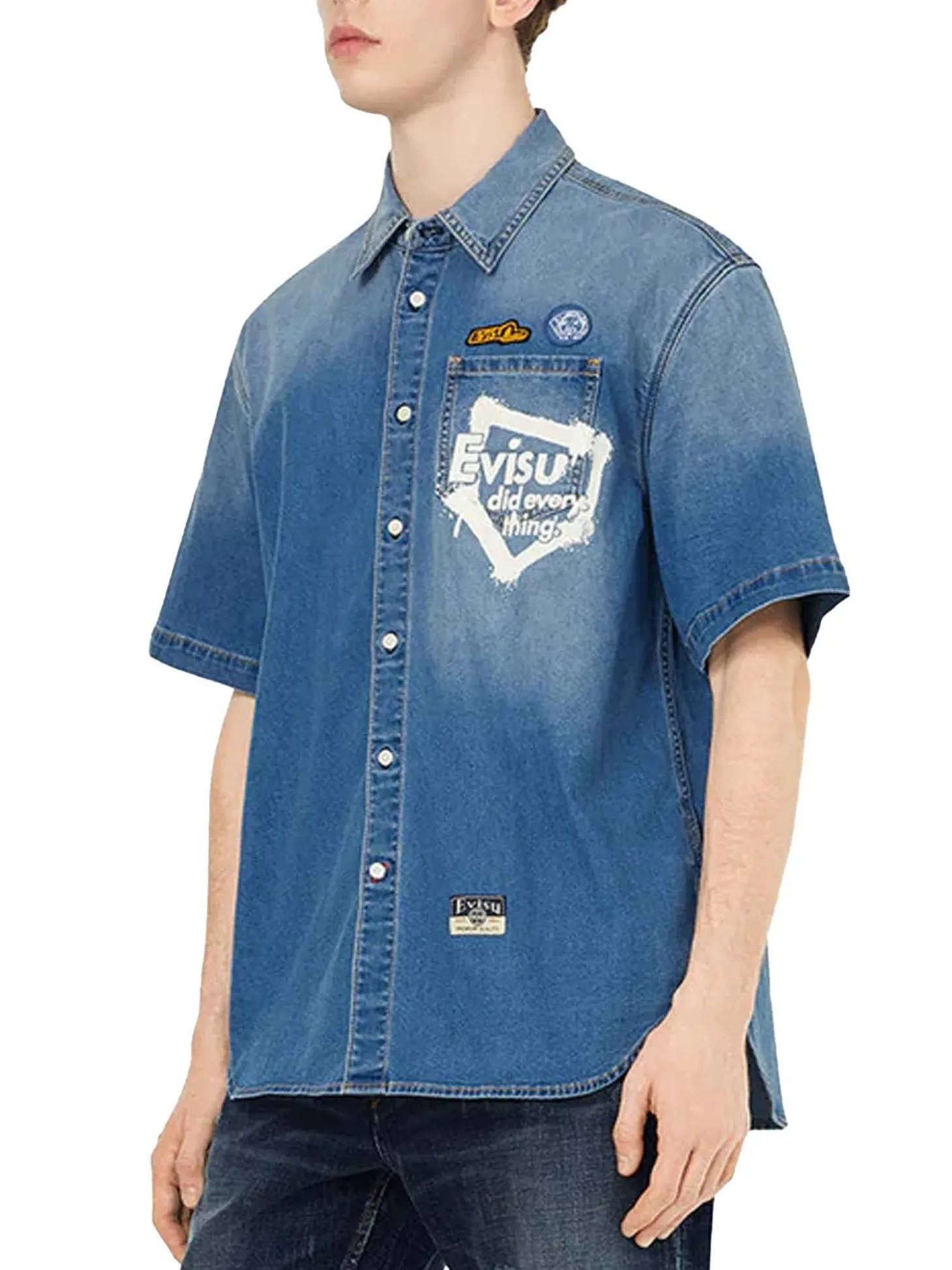 Camicia a maniche corte Graffiti Daicock Print Relax Fit Denim