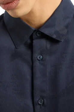 Camicia slim fit in misto cotone jacquard
