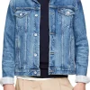 Giacca Trucker In Denim Con Scoloriture