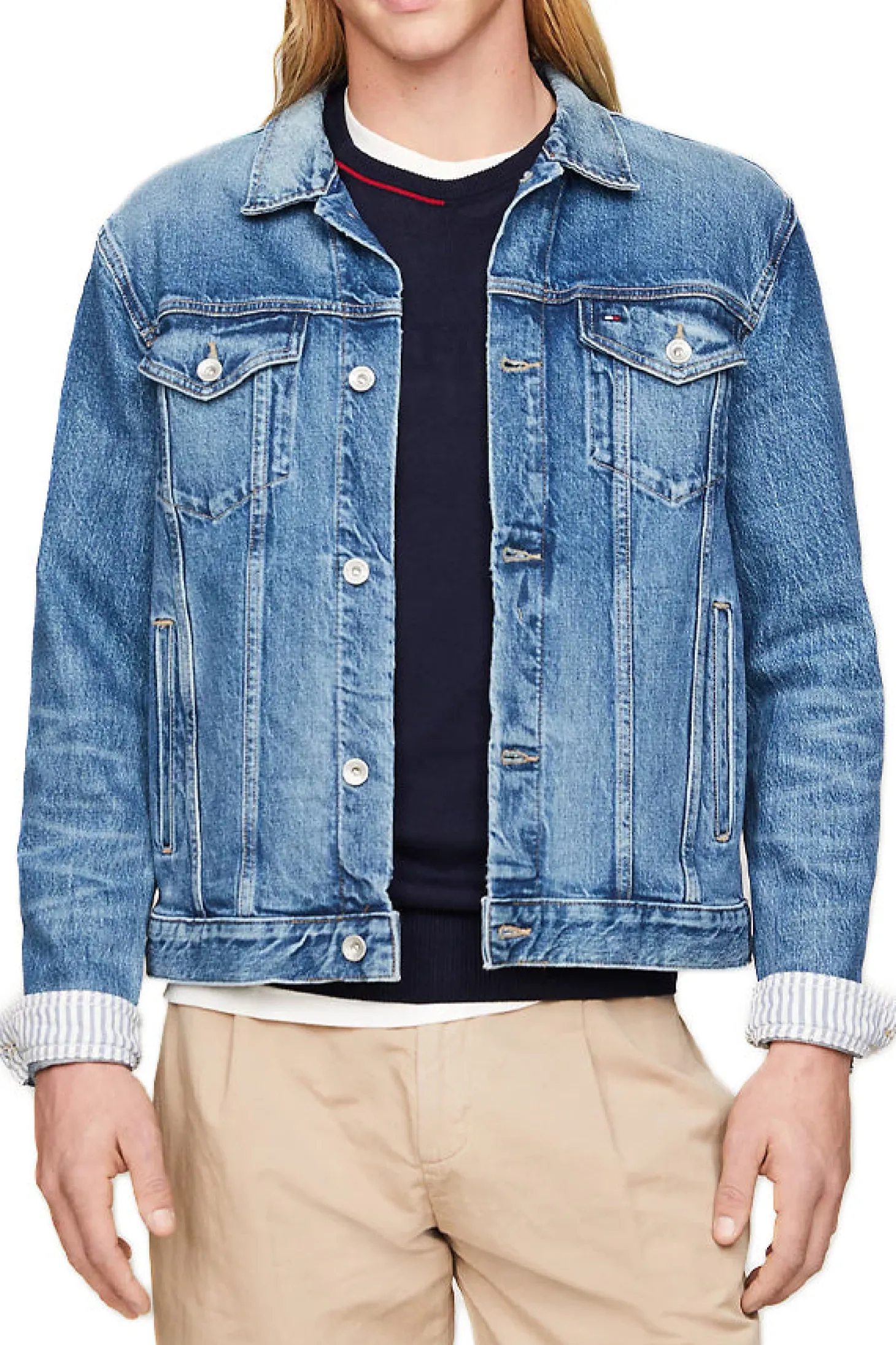 Giacca Trucker In Denim Con Scoloriture