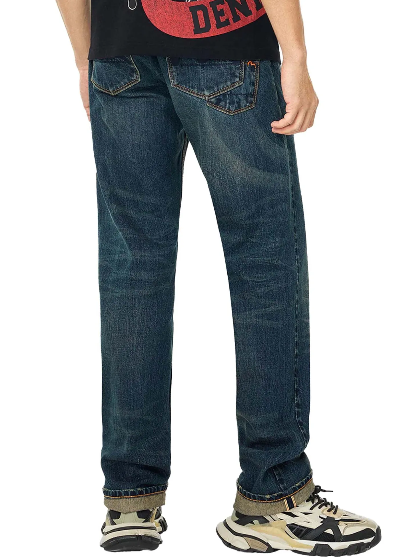 Jeans regular fit con ricamo gabbiano applicato 2000