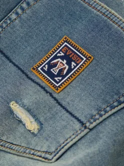Jeans Relax Straight Fit con ricamo a gabbiano e cordino tessuto a mano 2030
