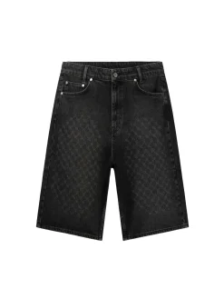 Shorts Black Laser Monogram Denim