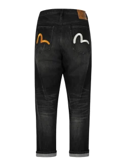 Washed Seagull Embroidery Fashion Fit Jeans